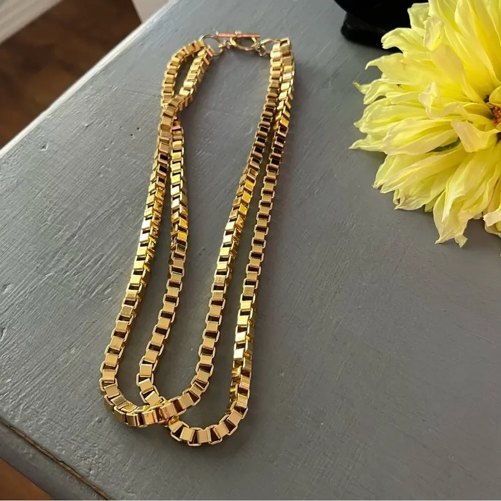 Gold Tone Layered Multi Chain Necklace - Picture 8 of 8